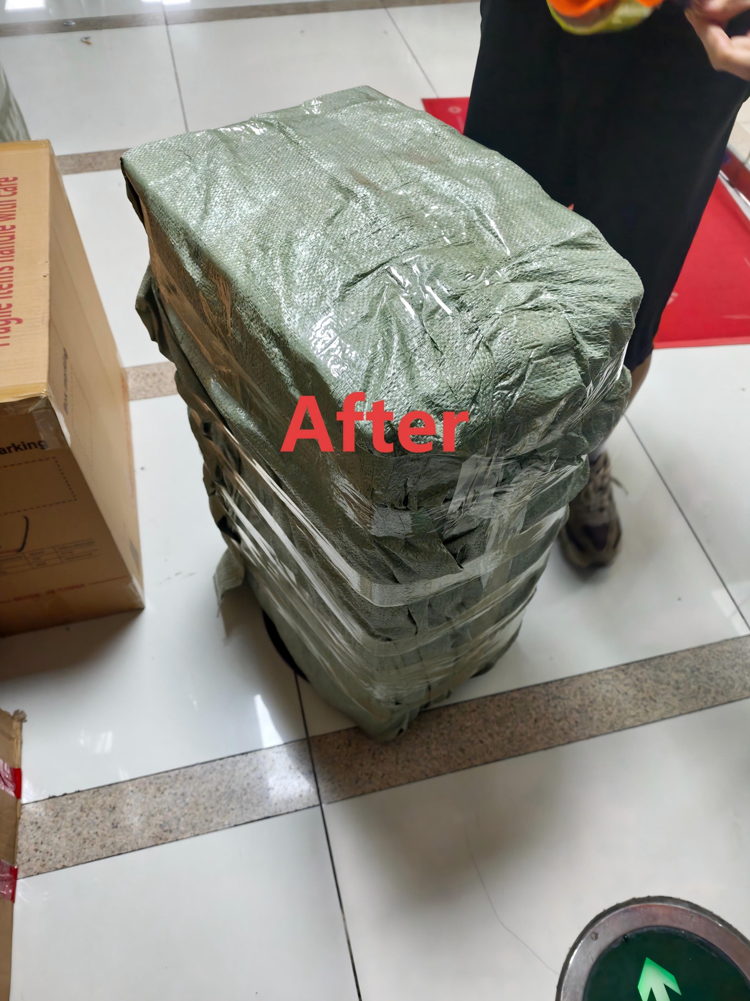 Package after volume reduction